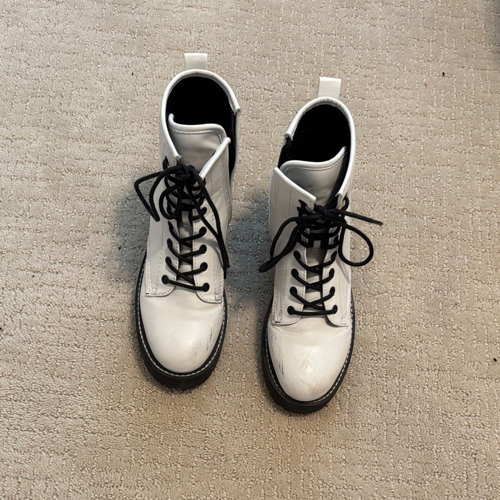 Classic White Lace-Up Combat Boots